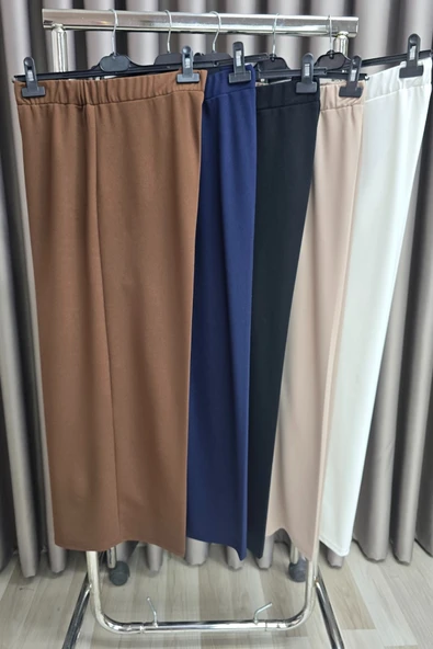 Kadın Giyim Büyük Beden Bol Paça Scuba Pantolon - Resim 5