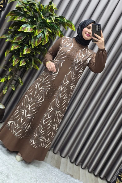 Kadın Tesettür Giyim Büyük Beden Çakma Yelek Elbise - Resim 2