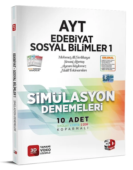 3D Yayınları AYT Edebiyat Sosyal Bilimler 1 Simülasyon Denemeleri 2025 2026 Yeni Baskı Sezon ürün görseli