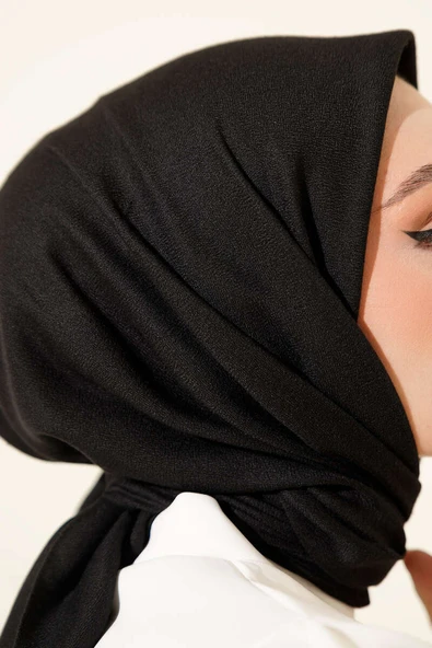 Basic Düz Kışlık Eşarp Siyah - Resim 4