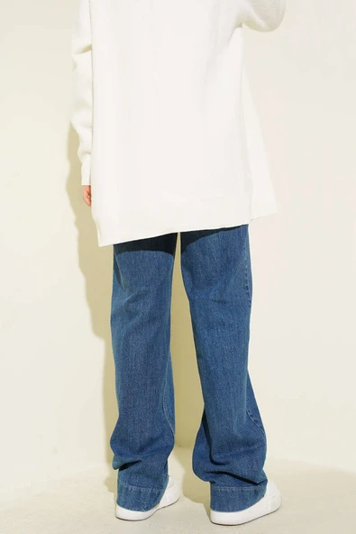 Üst Cepli Palazzo Kot Pantolon Açık Mavi - Resim 3