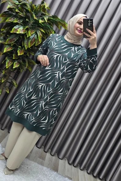 Kadın Tesettür Giyim Büyük Beden Trend Simli Tunik - Resim 11