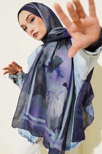 Amber Serisi Şerit Geçişli Şal Mor ürün görseli 1