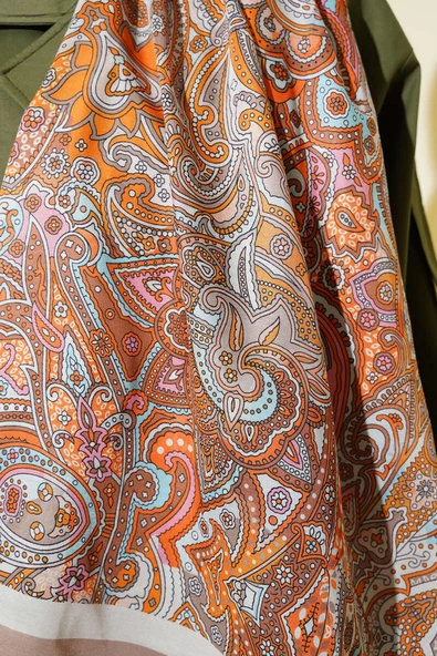 Paisley Motifli Şal Latte - Resim 4