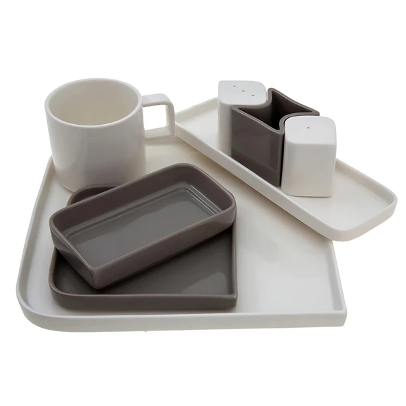 Jumbo Quadro White 27 Parça 6 Kişilik Kahvaltı/Servis Takımı - Resim 3