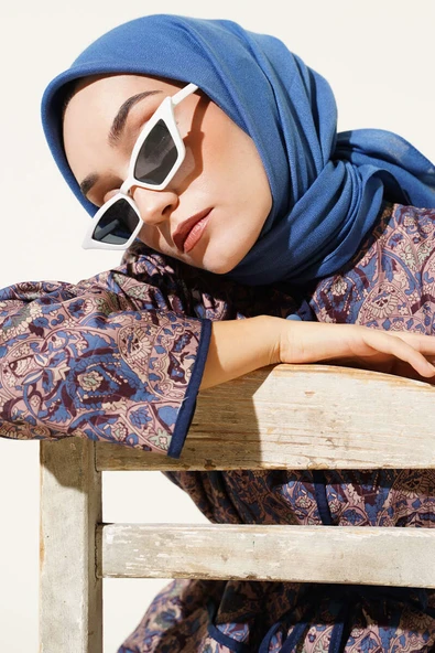 Basic Düz Kışlık Eşarp Mavi - Resim 2