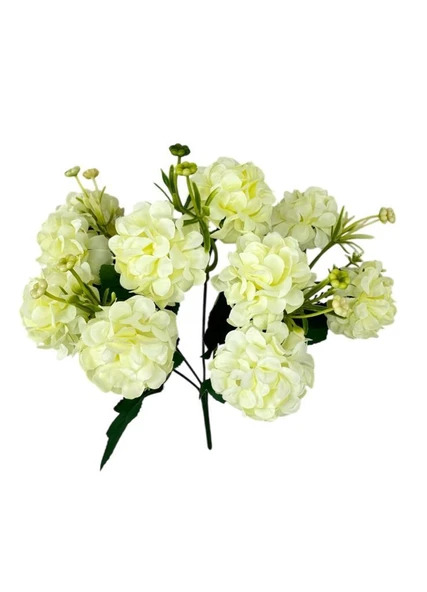 Yapay Çiçek Kartopu Krizantem Beyaz 5Dallı 10toplu Demet 30cm - Resim 4