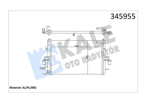 KALE 345955 RADYATÖR AL/PL/BRZ MG ZT-MG ZT-T-ROVER 75 GRD1055-GRD1080-PCC000960 ürün görseli 1