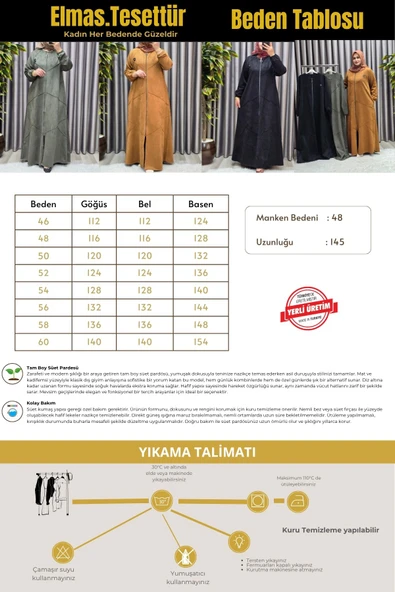 Kadın Giyim Büyük Beden Tam Boy Baklava Desenli Uzun Süet Pardesü - Resim 11