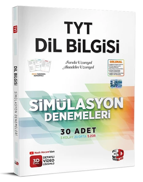 3D Yayınları Sınav Hazırlık TYT Dil Bilgisi Simülasyon Denemeleri 2025 2026 Yeni Baskı Sezon ürün görseli