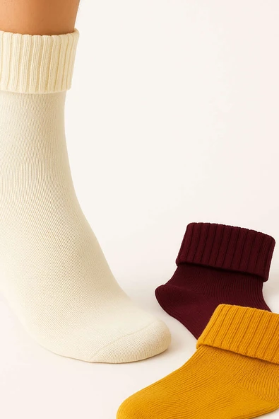 Kadın 3lü Bot Çorabı Asorti 1 - Resim 2