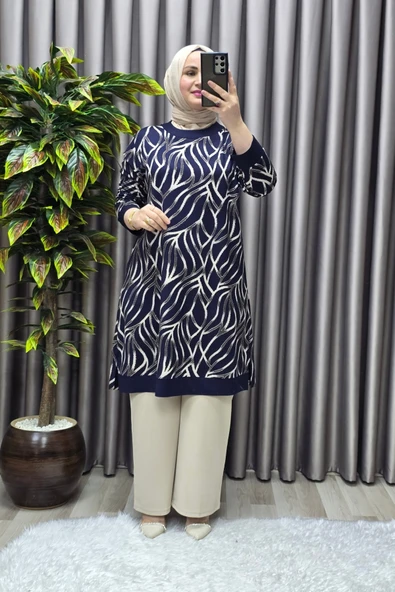 Kadın Tesettür Giyim Büyük Beden Trend Simli Tunik - Resim 2