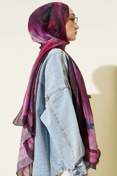 Amber Serisi Şerit Geçişli Şal Acı Kahve - Resim 3