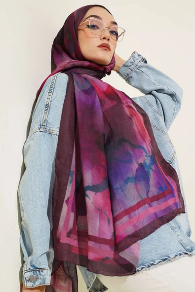 Amber Serisi Şerit Geçişli Şal Acı Kahve ürün görseli 1