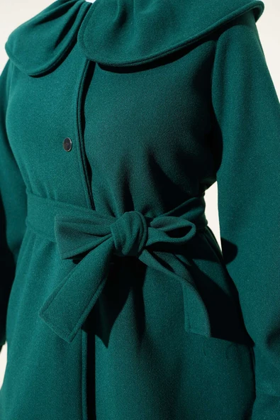 Bebe Yaka Detaylı Kaşe Kaban Zümrüt - Resim 4