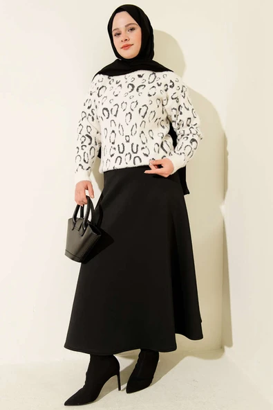 Leopar Desenli Sakallı Kazak Ekru - Resim 2