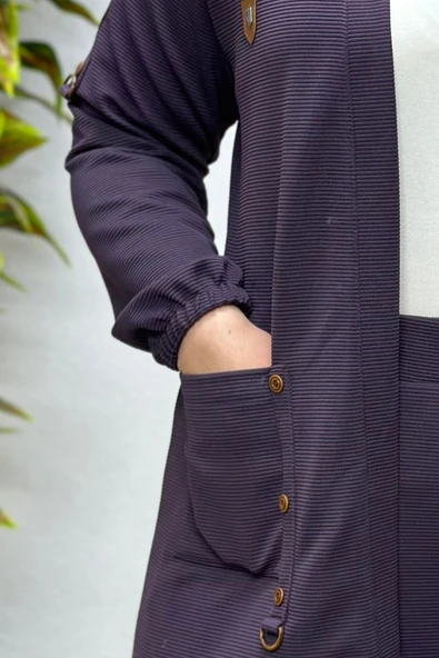 Kadın Büyük Beden Ottoman Cepli Çelik Hırka - Resim 3