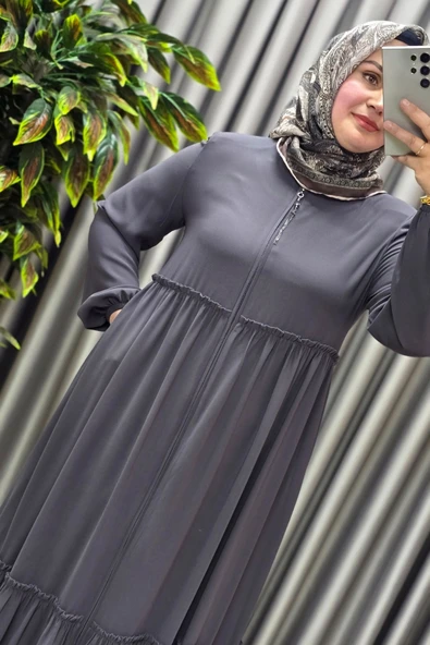 Kadın Tesettür Giyim Büyük Beden İki Katlı Ferace ürün görseli