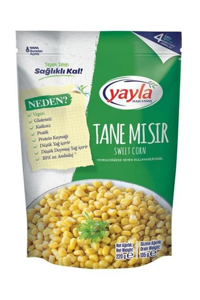 Yayla Haşlanmış Tane Mısır 220 gr - 1