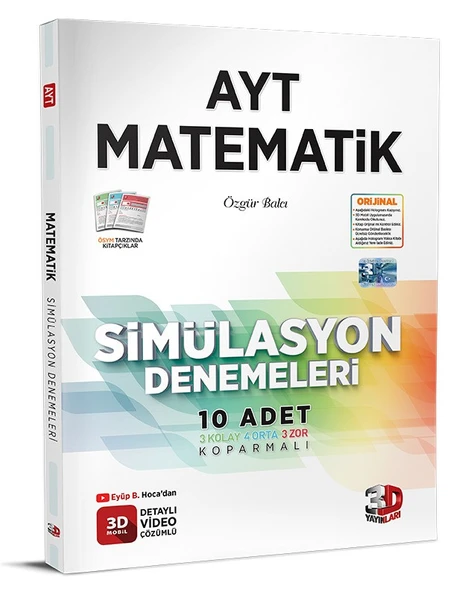 3D Yayınları Sınav Hazırlık AYT Matematik Simülasyon Denemeleri 2025 2026 Yeni Baskı Sezon ürün görseli
