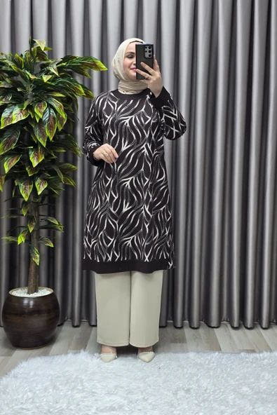 Kadın Tesettür Giyim Büyük Beden Trend Simli Tunik - Resim 9