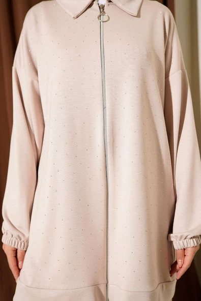 Mini Serpme Taşlı İkili Takım Bej - Resim 4