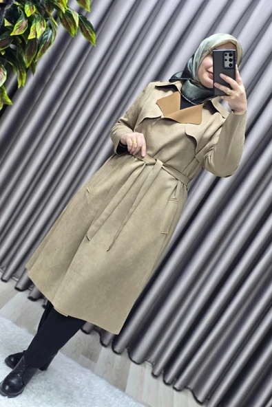 Kadın Tesettür Giyim Büyük Beden Süet Kap - Resim 11