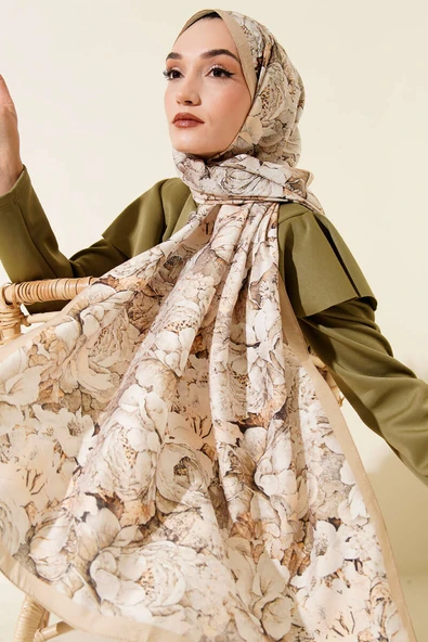 Elora Serisi Desenli Şal Bej ürün görseli 1