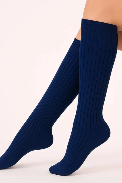 Daymod Rib Fitilli Dizaltı Çorap Lacivert - Resim 2