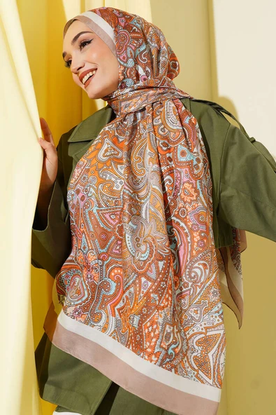 Paisley Motifli Şal Latte - Resim 2