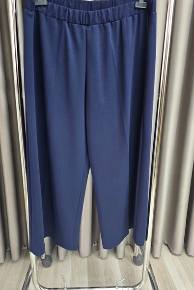 Kadın Giyim Büyük Beden Bol Paça Scuba Pantolon - Resim 9