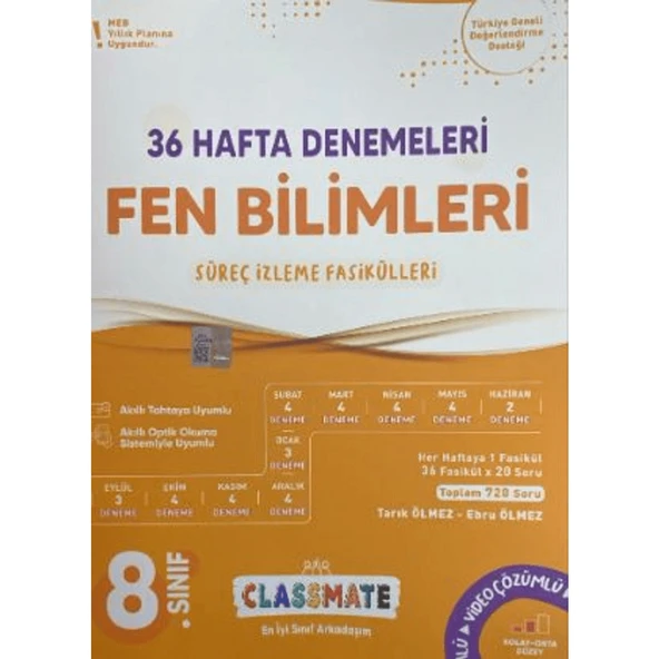 8. Sınıf Fen Bilimleri Classmate 36 Hafta Denemeleri / Okyanus Yayınları ürün görseli 1