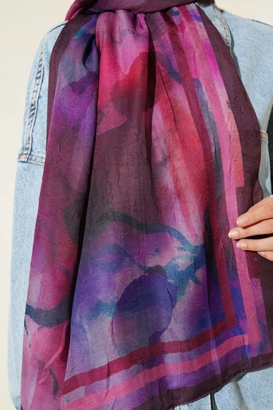 Amber Serisi Şerit Geçişli Şal Acı Kahve - Resim 4