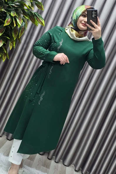 Kadın Tesettür Giyim Krep Abiye Tunik - Resim 5