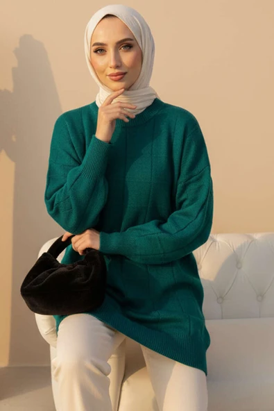 Kare Kabartmalı Yumoş Triko Tunik Nefti ürün görseli 1