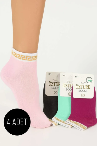 Kadın Desenli 4lü Havlu Patik Çorap Asorti 6 ürün görseli 1