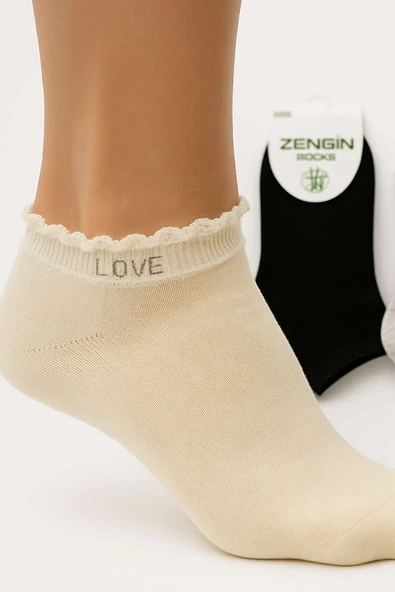 Kadın 4lü Fırfırlı Patik Çorap Asorti 2 - Resim 2