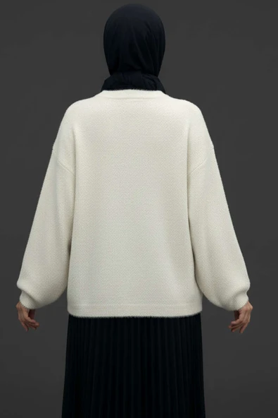 Bisiklet Yaka Basic Sakallı Kazak Taş - Resim 3