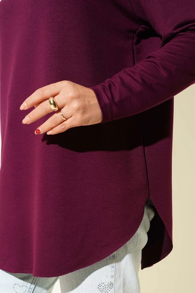 Basic Alt Dikişsiz Tunik Mürdüm - Resim 4