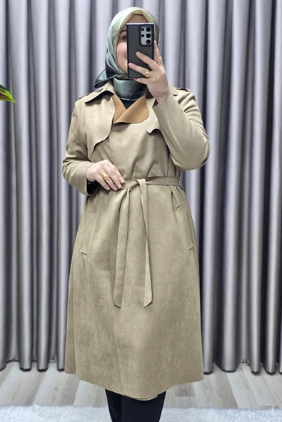 Kadın Tesettür Giyim Büyük Beden Süet Kap - Resim 9