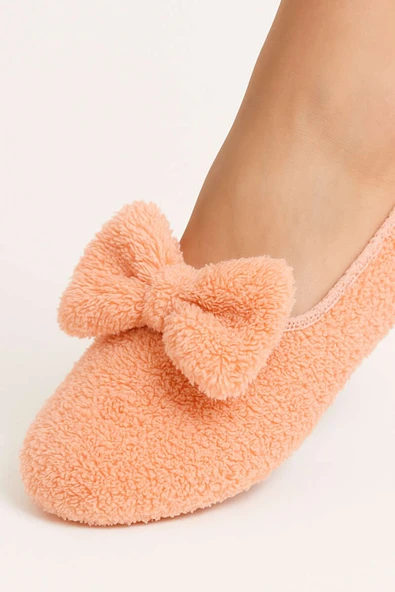 Kadın Kurdeleli Peluş Patik Somon - Resim 2