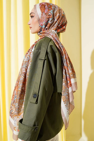 Paisley Motifli Şal Latte - Resim 3