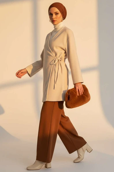 Yan Bağlamalı Kaşe Ceket Taş - 2