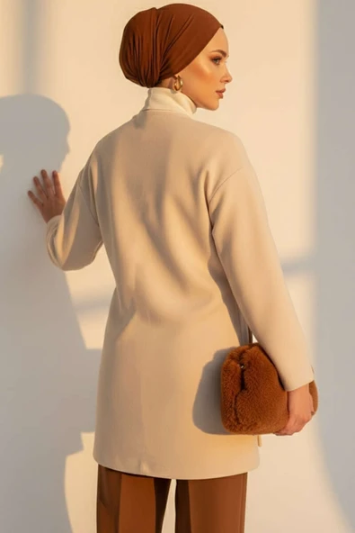 Yan Bağlamalı Kaşe Ceket Taş - 3