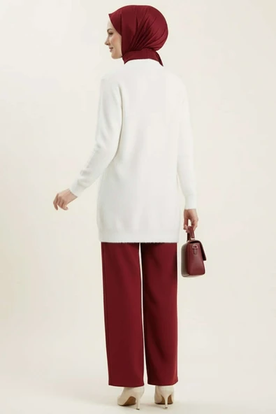 Basic Düğme Detaylı Triko Hırka Ekru - Resim 3