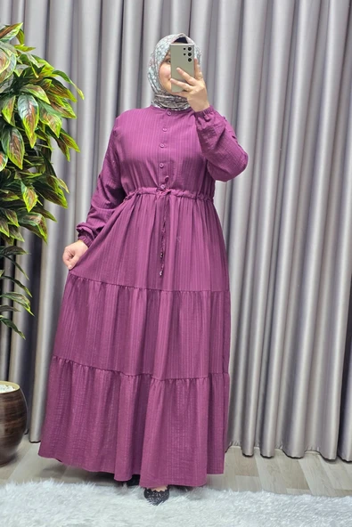 Kadın Tesettür Giyim Büyük Beden Gofre Elbise ürün görseli 1