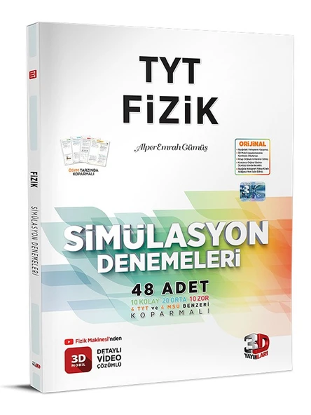 3D Yayınları Sınav Hazırlık TYT Fizik Simülasyon Denemeleri 2025 2026 Yeni Baskı Sezon ürün görseli