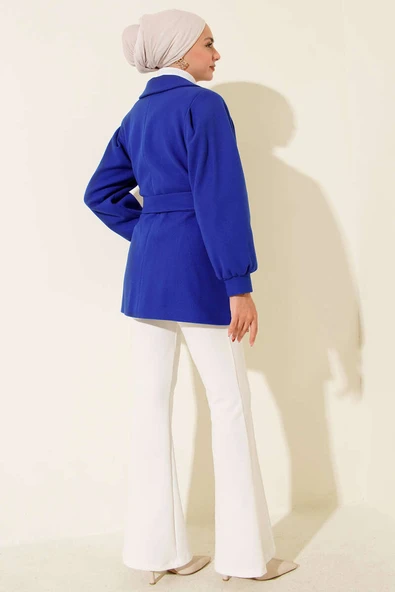 Balon Kol Kısa Kaşe Kaban Saks - Resim 3