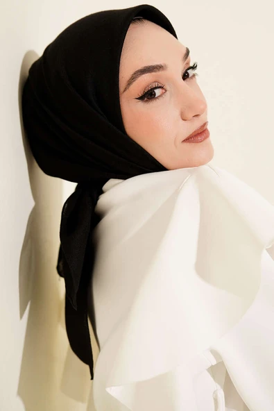 Basic Düz Kışlık Eşarp Siyah - Resim 2