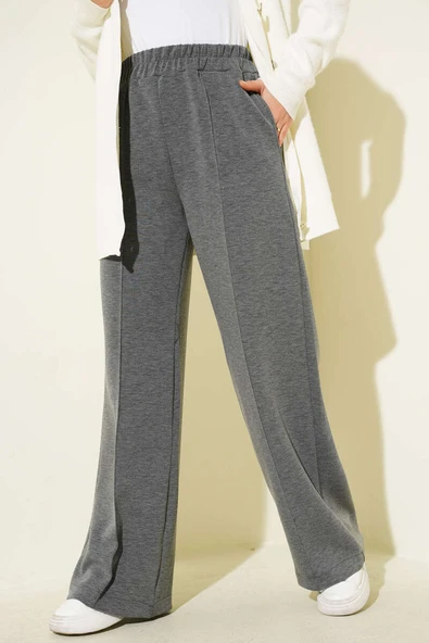 Beli Lastik Detaylı Çımalı Pantolon Füme ürün görseli 1